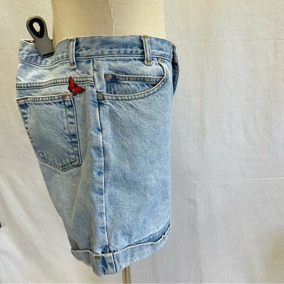 Vintage 90s JG Hook denim jean mom shorts butterfly patches 100% cotton size 14 - Picture 9 of 15